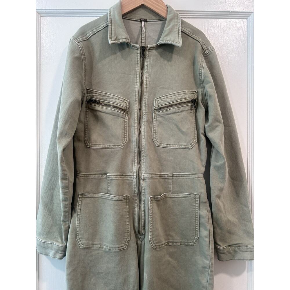 Free People Olive Utility Zip-Front Jumpsuit - Picture 7 of 16